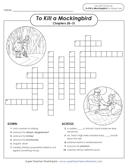 New Vocabulary Crossword for Chapters 28–31 Worksheet New Vocabulary Crossword for Chapters 28–31 Worksheet