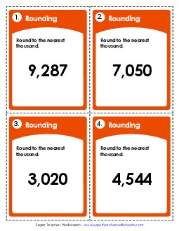 Task Cards: Rounding to the Nearest Thousand (4-Digit Numbers Only) Worksheet