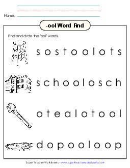 Circle the Words (-ool) Word Families Worksheet