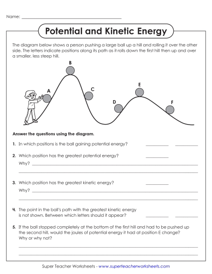 New Potential and Kinetic Energy Diagram with Questions Worksheet New Potential and Kinetic Energy Diagram with Questions Worksheet