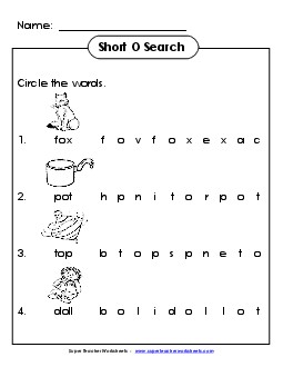 Short O: Horizontal Word Hunt 2 (Illustrated) Phonics Worksheet