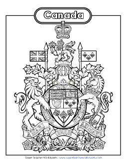 Canada Coat of Arms (Black & White) Worksheet