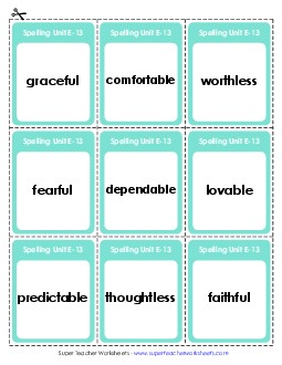 Flashcards (E-13) Spelling E Worksheet