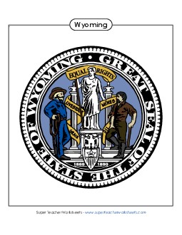 Wyoming State Seal (Full-Color Version) States Individual Worksheet