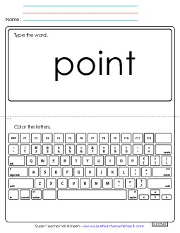 Type the Word: Point Sight Words Individual Worksheet