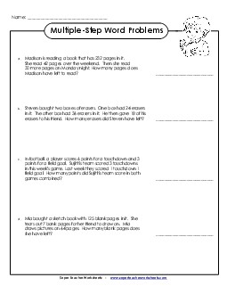 Multiple Step, Basic #3 Multiple Step Problems Worksheet