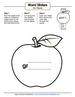 Word Slider (Gr- Words) Phonics Blends Worksheet