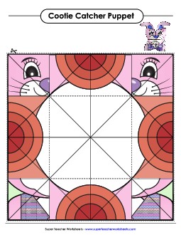 Pink Easter Bunny Cootie Catcher  Worksheet