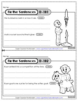 Fix the Sentences D-101 through D-105 Worksheet