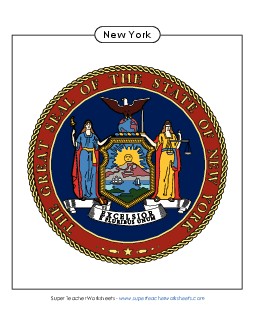 New York State Seal (Full-Color Version) States Individual Worksheet