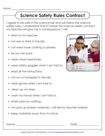 New Lab Safety Rules Contract Worksheet New Lab Safety Rules Contract Worksheet
