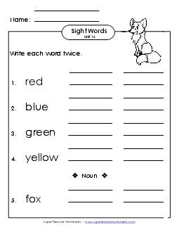 Write Twice (Unit 16) Sight Words Worksheet