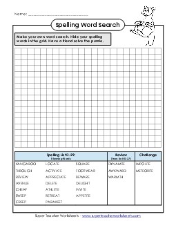 Make-a-Search (D-29) Spelling D Worksheet