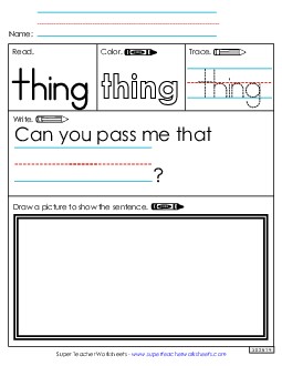 Worksheet 3: Thing Sight Words Individual Worksheet