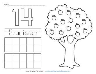 Apple Counting Mat: Fourteen Worksheet