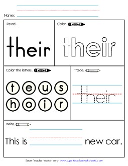 Worksheet 1: Their Free Sight Words Individual Worksheet