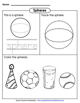 Sphere: Trace & Color Solid Shapes Worksheet