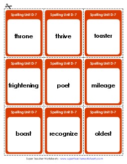 Flashcards (D-7) Spelling D Worksheet