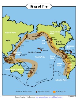 Ring of Fire Map 5th Grade Science Worksheet