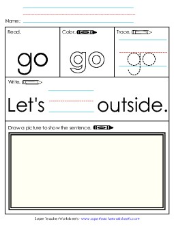 Go (Sight Word) Sight Words Individual Worksheet