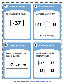 Absolute Value Free Worksheet