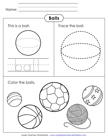New Ball: Trace & Color Worksheet New Ball: Trace & Color Worksheet
