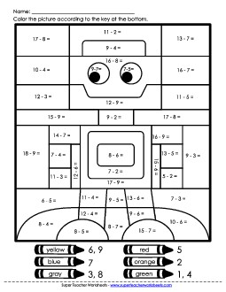 Subtraction: Robot Worksheet