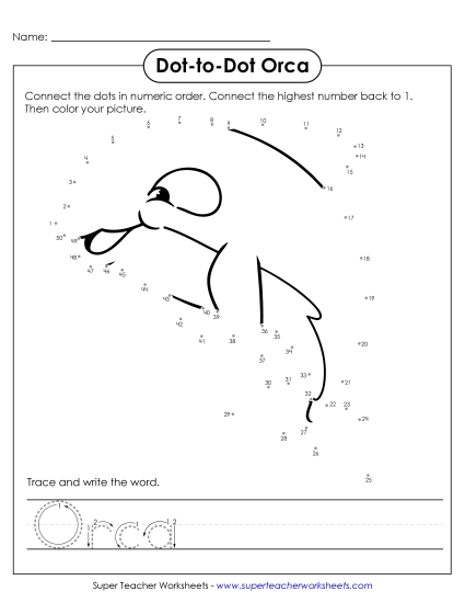 New Count to 50 & Write: Orca Worksheet New Count to 50 & Write: Orca Worksheet