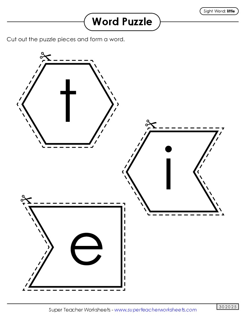 Word Puzzle: Little Sight Words Individual Worksheet