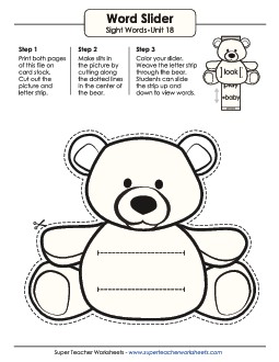 Word Slider (Unit 18) Sight Words Worksheet