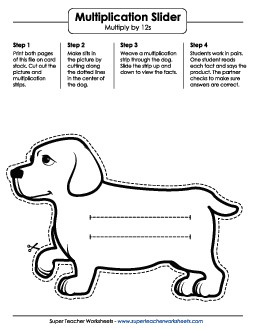 Multiplication Slider: 12s (Dog) Worksheet