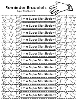 Award Wristband - Super Star Student! Reminder Wristbands Worksheet