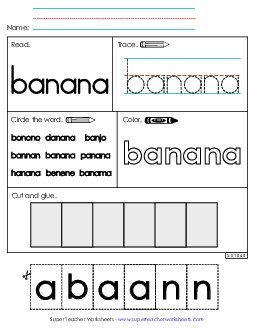 Worksheet 2: Banana Free Sight Words Individual Worksheet