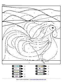 Color-by-Number: Rooster Counting Worksheet