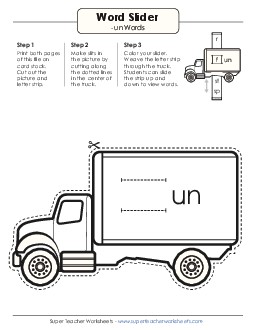 Word Slider (-un Words) Word Families Worksheet