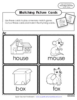 Rhyme Picture Matching Cards Free Picture Book Green Eggs And Ham Worksheet