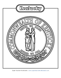 Kentucky State Seal (Black & White) States Individual Worksheet