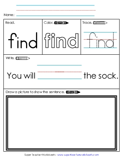 Worksheet 3: Find Free Sight Words Individual Worksheet