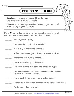 Weather or Climate? Worksheet