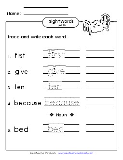 Read, Trace, Write (Unit 30) Sight Words Worksheet