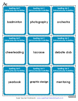 Flashcards (Extracurriculars) Spelling F Worksheet