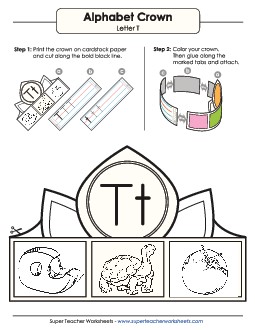 Letter T - Crown Alphabet Worksheet