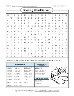 Word Search (D-26) Spelling D Worksheet