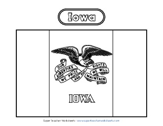 Iowa Flag Coloring Page States Individual Worksheet