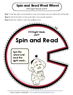 Spin and Read (Unit 9) Sight Words Worksheet