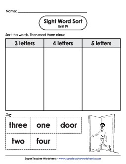 Sight Word Sort (Unit 14) Sight Words Worksheet