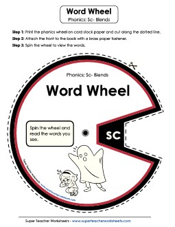 Word Wheel (Sc- Blends) Phonics Blends Worksheet