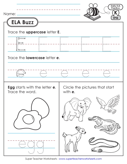 New Kindergarten ELA Buzz: Week 10<br>Worksheets 46 through 50 Worksheet New Kindergarten ELA Buzz: Week 10<br>Worksheets 46 through 50 Worksheet