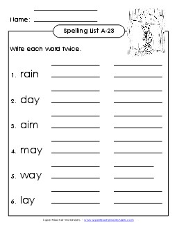 Write Twice (A-23) Spelling A Worksheet