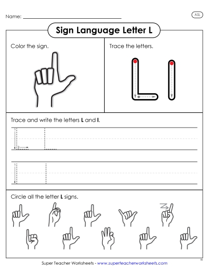 New Letter L Sign Worksheet
